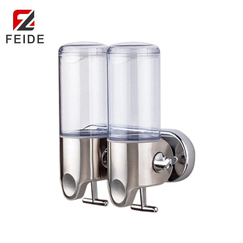 WMSD-02 透明款浴室壁掛雙頭500ML皂液器